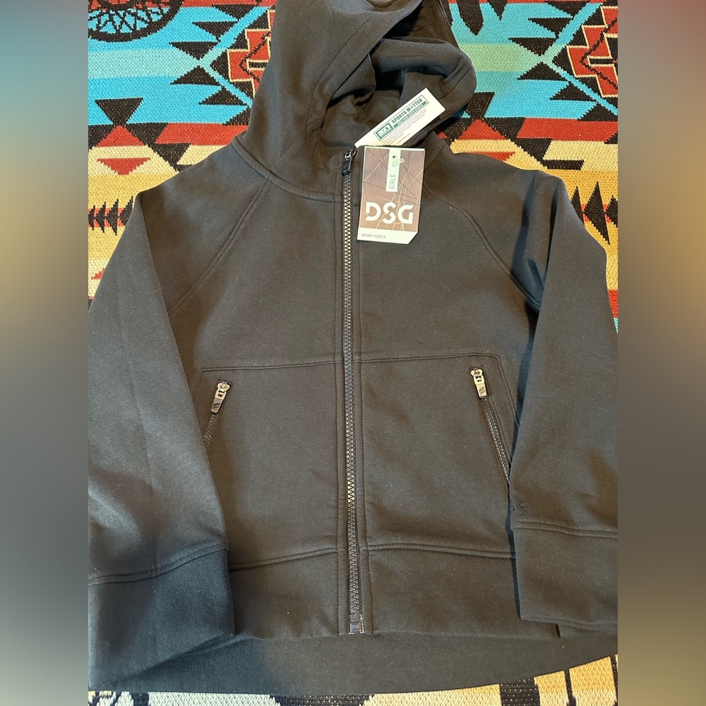DSG Girls Sport Fleece Black Full-Zip Hoodie